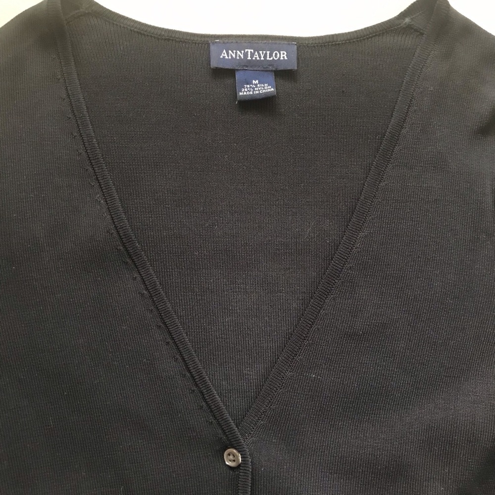 Ann Taylor black silk cardigan sweater - Picture 2 of 2